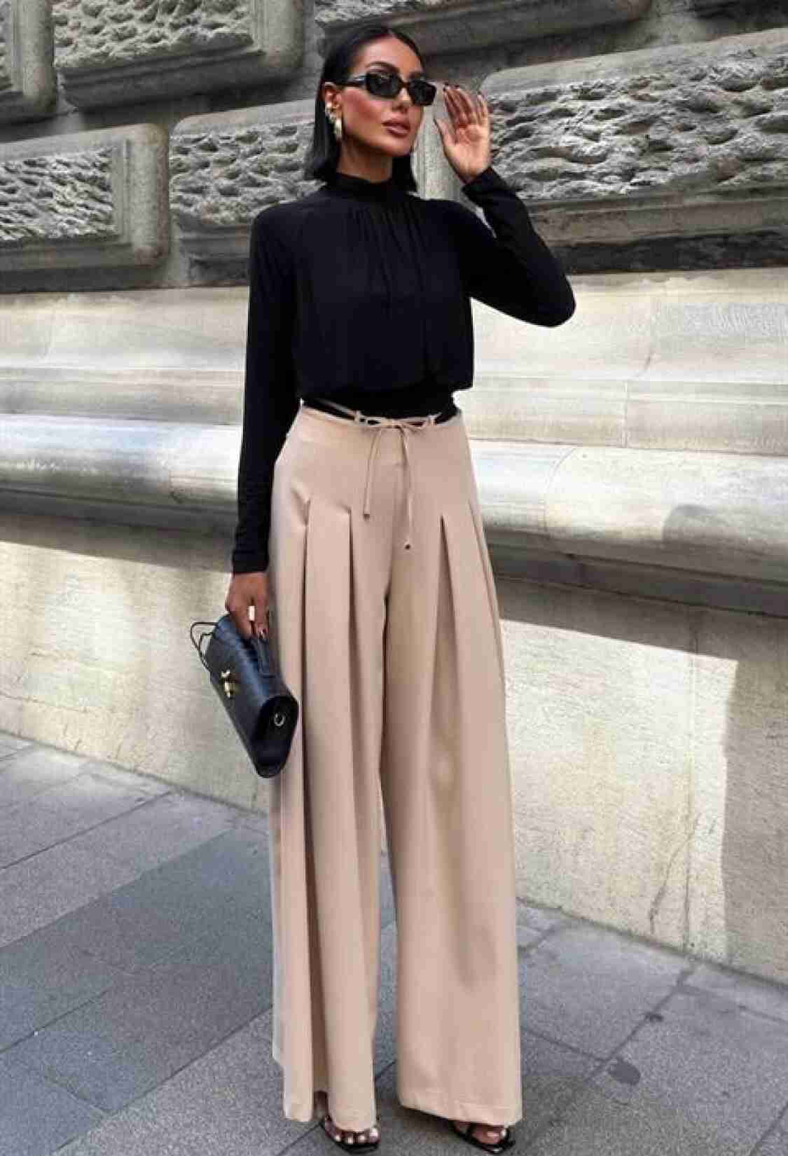 Beige Palazzo Wide Leg High Waist Pants - Brand: Sobe Istanbul - Women & Kids, Baby Clothes Wholesale - TheBS Women