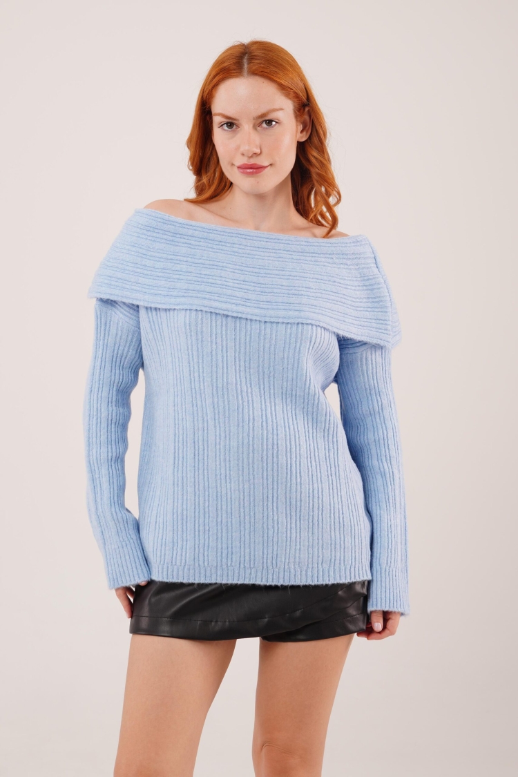 Sweater With Off Shoulder Neckline - Brand: Lustrin - Women & Kids, Baby Clothes Wholesale - TheBS Women