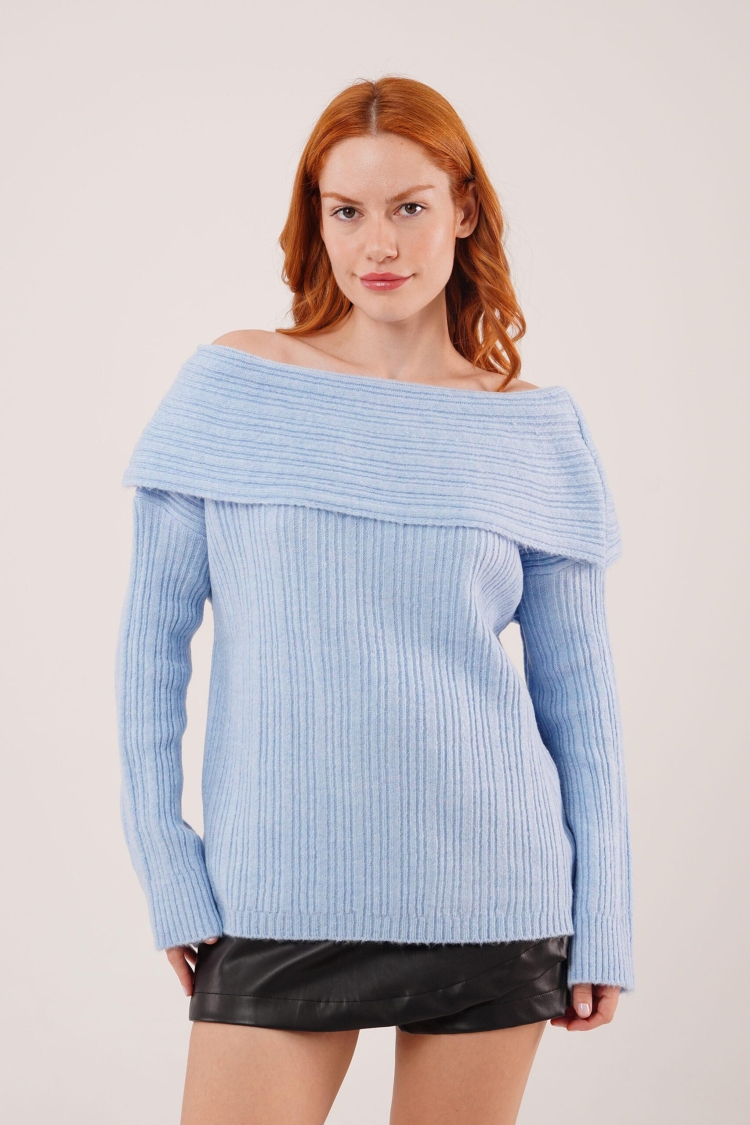 Sweater With Off Shoulder Neckline - Brand: Lustrin - Women & Kids, Baby Clothes Wholesale - TheBS Women