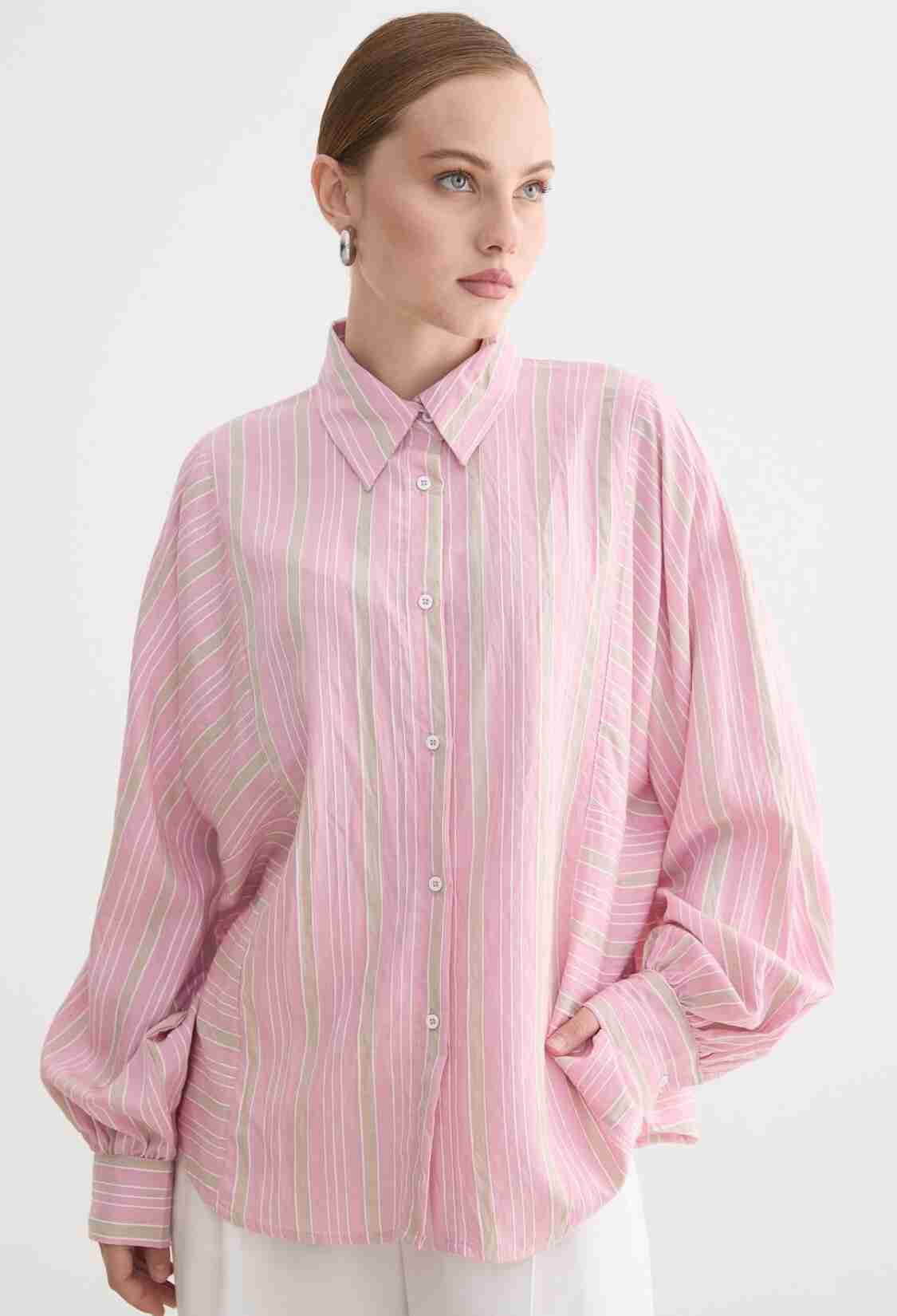Casual Striped Oversized Shirt - Brand: Levure - Women & Kids, Baby Clothes Wholesale - TheBS Women