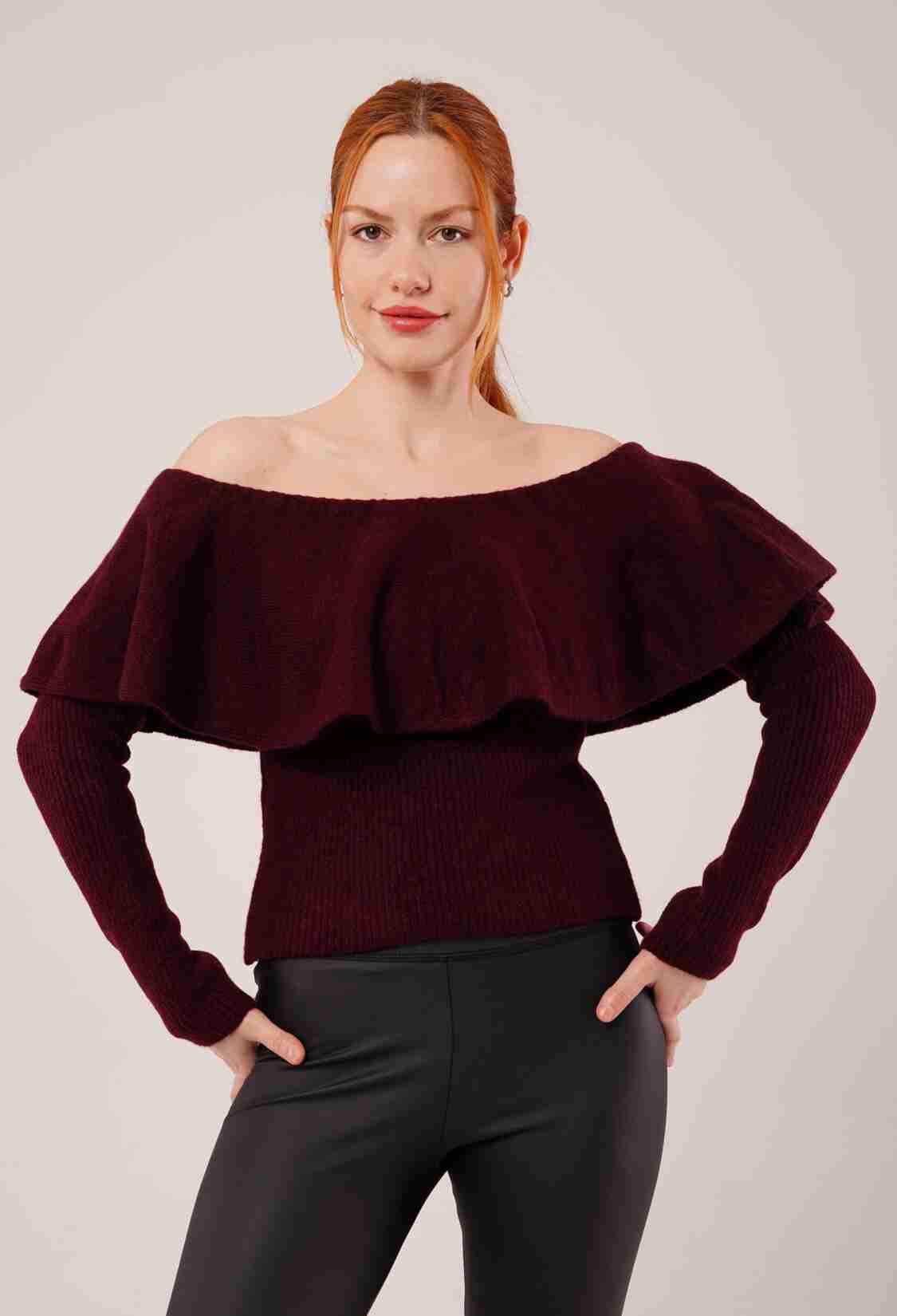Sweater With Off Shoulder Neck - Brand: Lustrin - Women & Kids, Baby Clothes Wholesale - TheBS Women