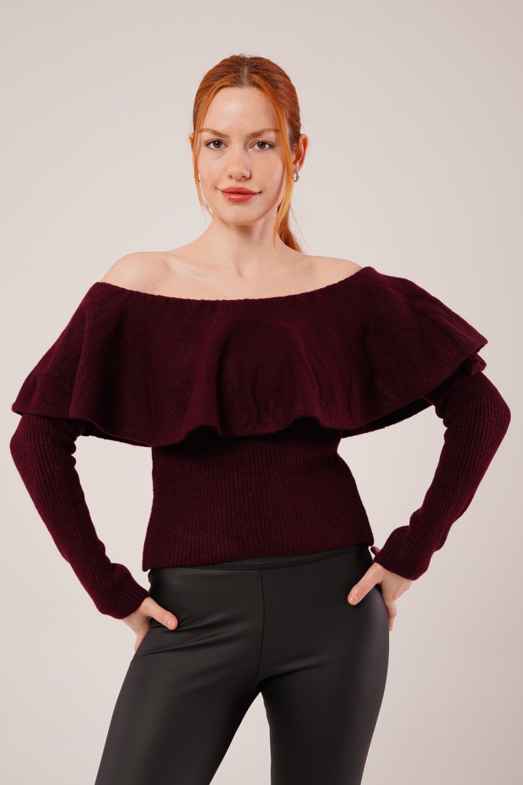 Sweater With Off Shoulder Neck - Brand: Lustrin - Women & Kids, Baby Clothes Wholesale - TheBS Women