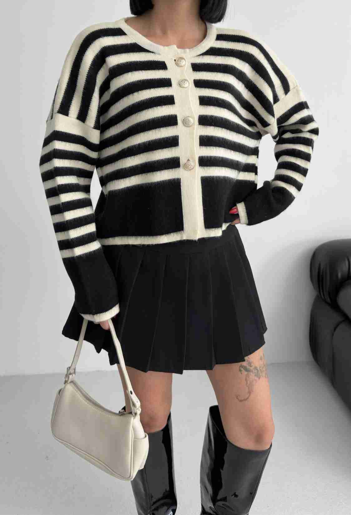 Black Oversized Fit Striped Cardigan - Brand: My Fashion - Women & Kids, Baby Clothes Wholesale - TheBS Women