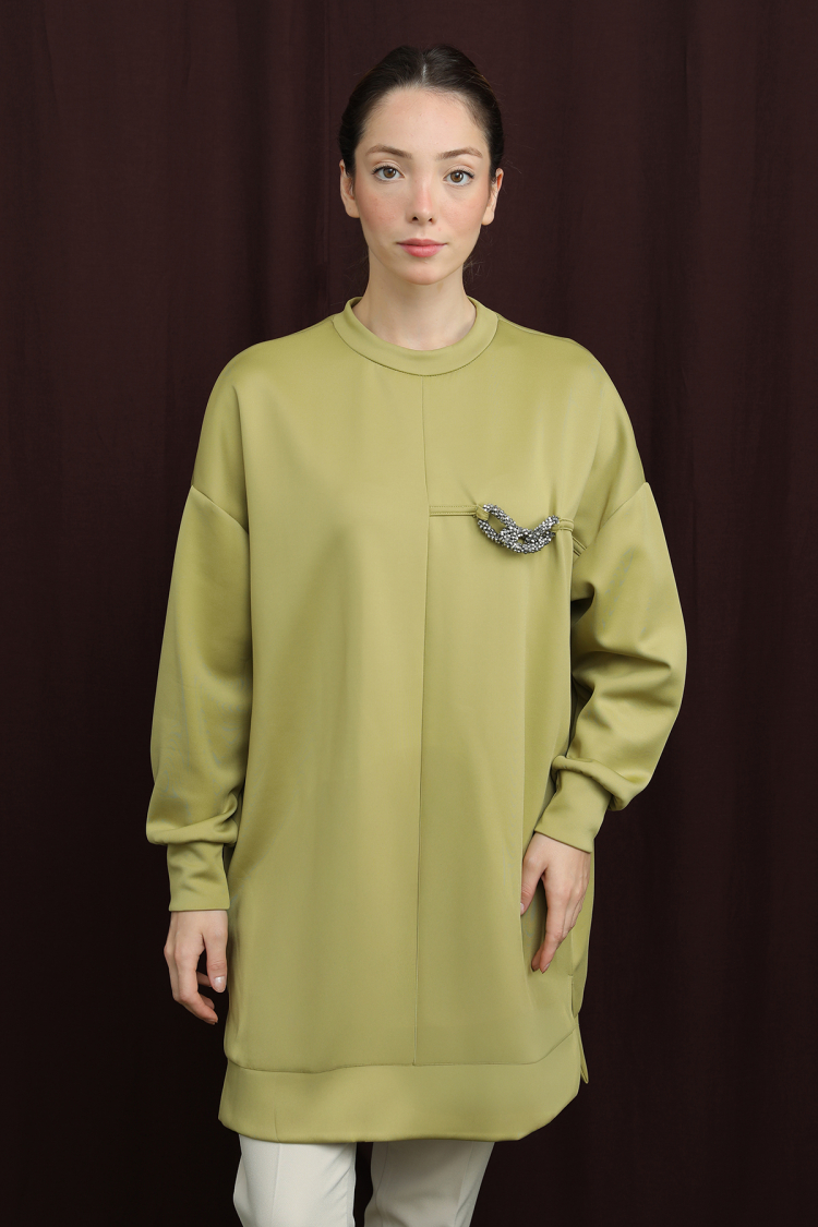 Khaki Casual Modest Elegant Oversized Fit Tunic - Brand: Puane - Women & Kids, Baby Clothes Wholesale - TheBS Women