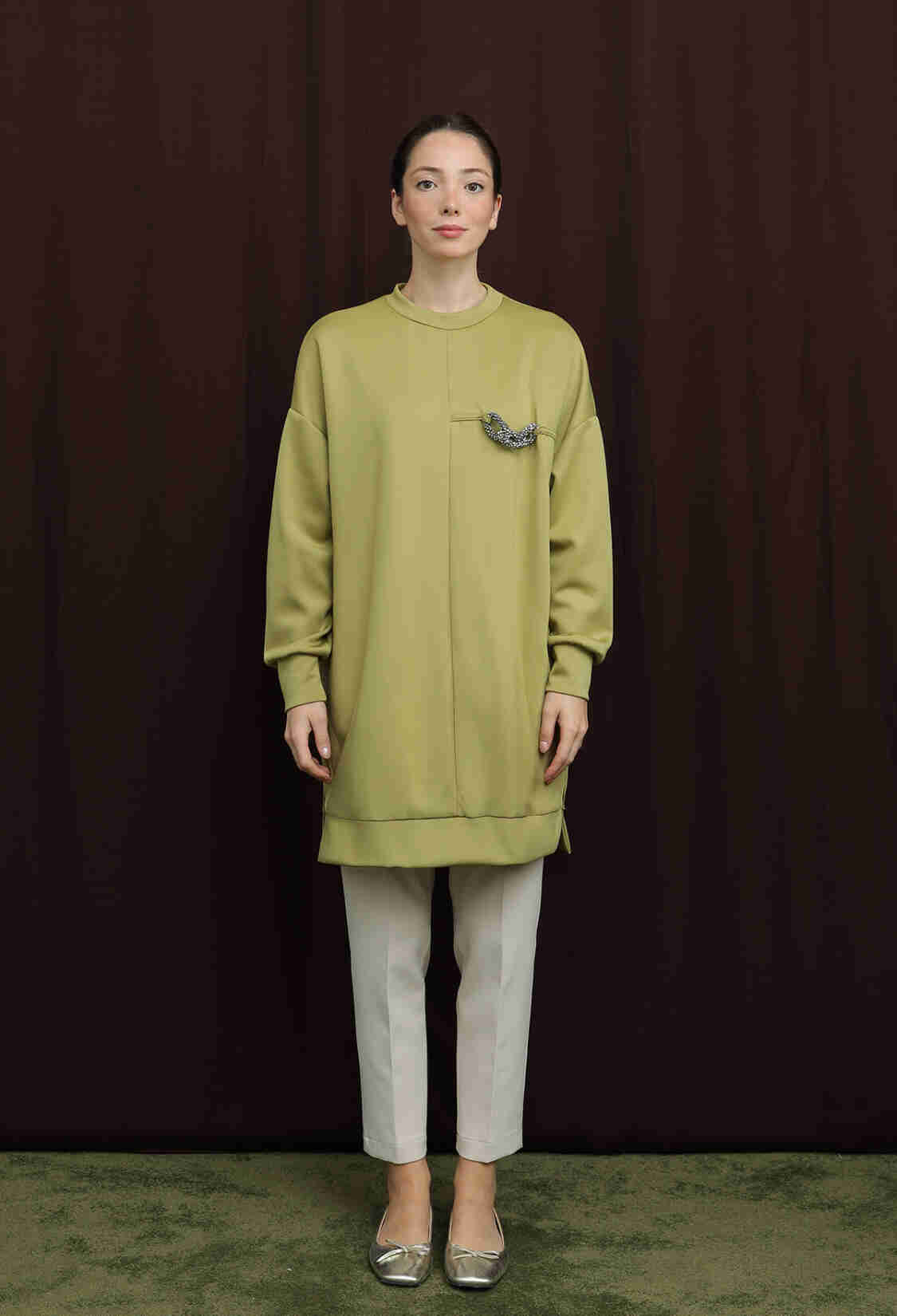 Khaki Casual Modest Elegant Oversized Fit Tunic - Brand: Puane - Women & Kids, Baby Clothes Wholesale - TheBS Women