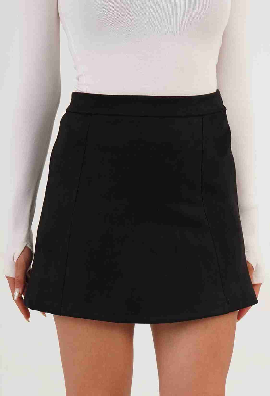 Black A-Line Mini Skirt High Waist Zip Up - Brand: Lustrin - Women & Kids, Baby Clothes Wholesale - TheBS Women