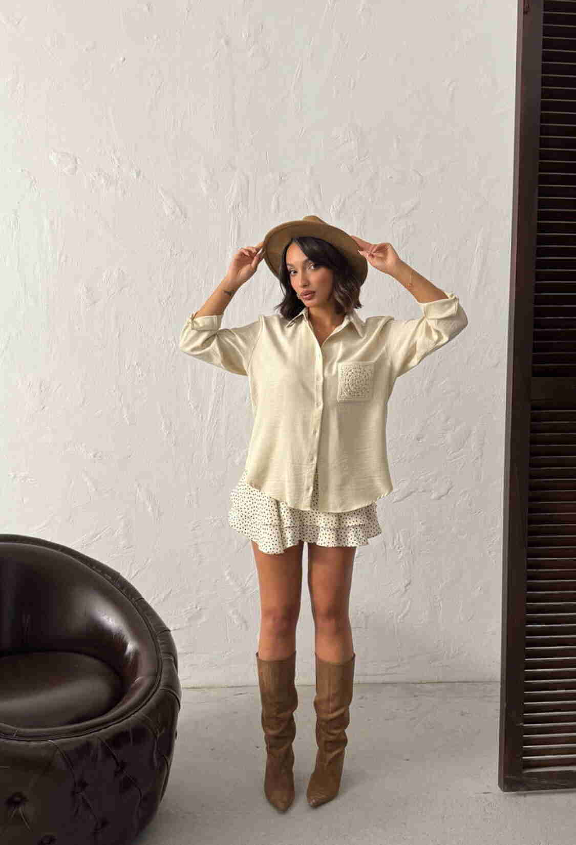Beige Casual Boho Vintage Shirt - Brand: Topshow - Women & Kids, Baby Clothes Wholesale - TheBS Women