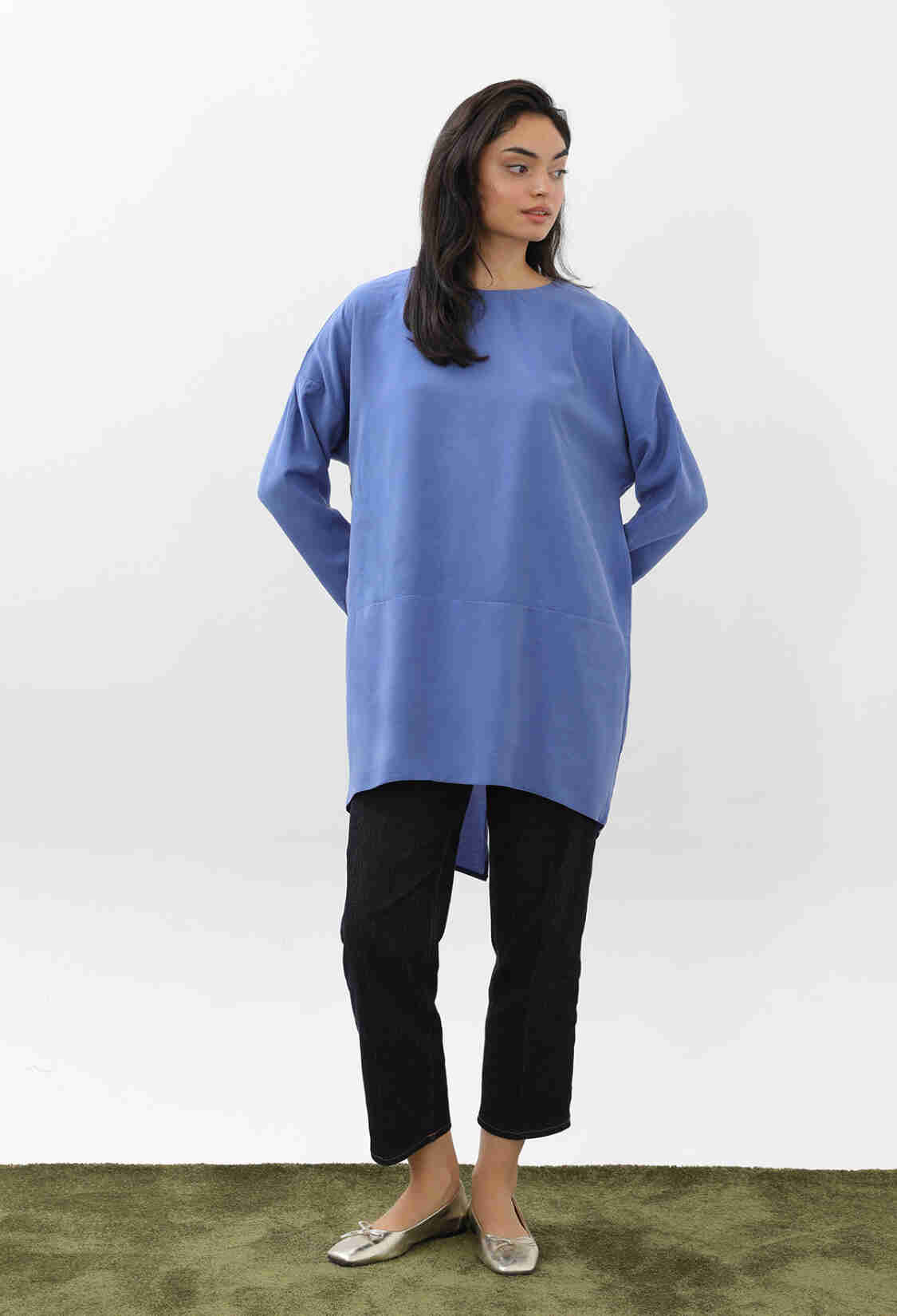Blue Modest Plus Size Tunic With Round Neck - Brand: Puane - Women & Kids, Baby Clothes Wholesale - TheBS Women