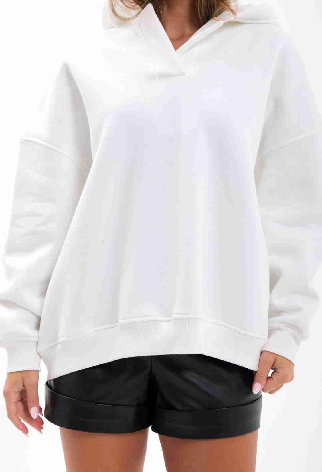 White Sweatshirt Oversized Fit With Hooded Neck - Brand: Fame - Women & Kids, Baby Clothes Wholesale - TheBS Women