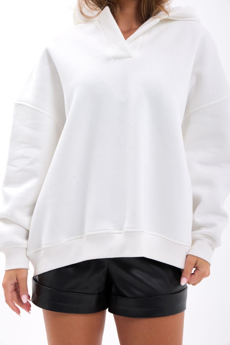 White Sweatshirt Oversized Fit With Hooded Neck - Brand: Fame - Women & Kids, Baby Clothes Wholesale - TheBS Women