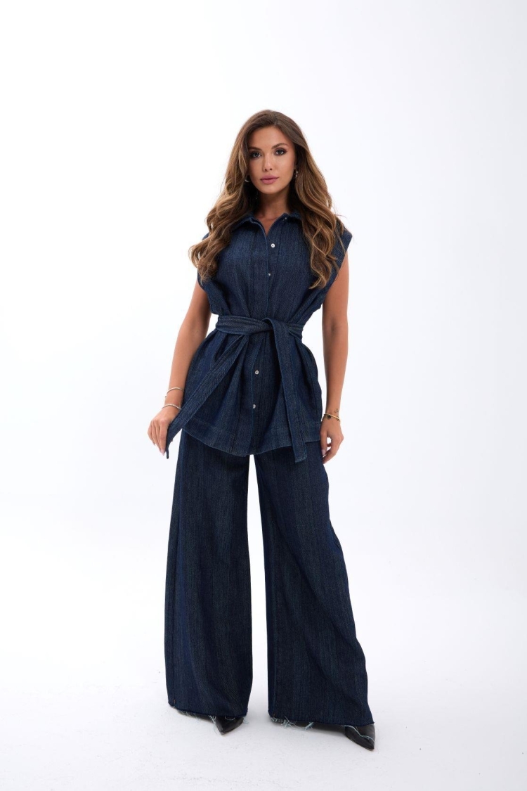 Blue Long Buttoned Vest With Regular Fit - Brand: Fame - Women & Kids, Baby Clothes Wholesale - TheBS Women