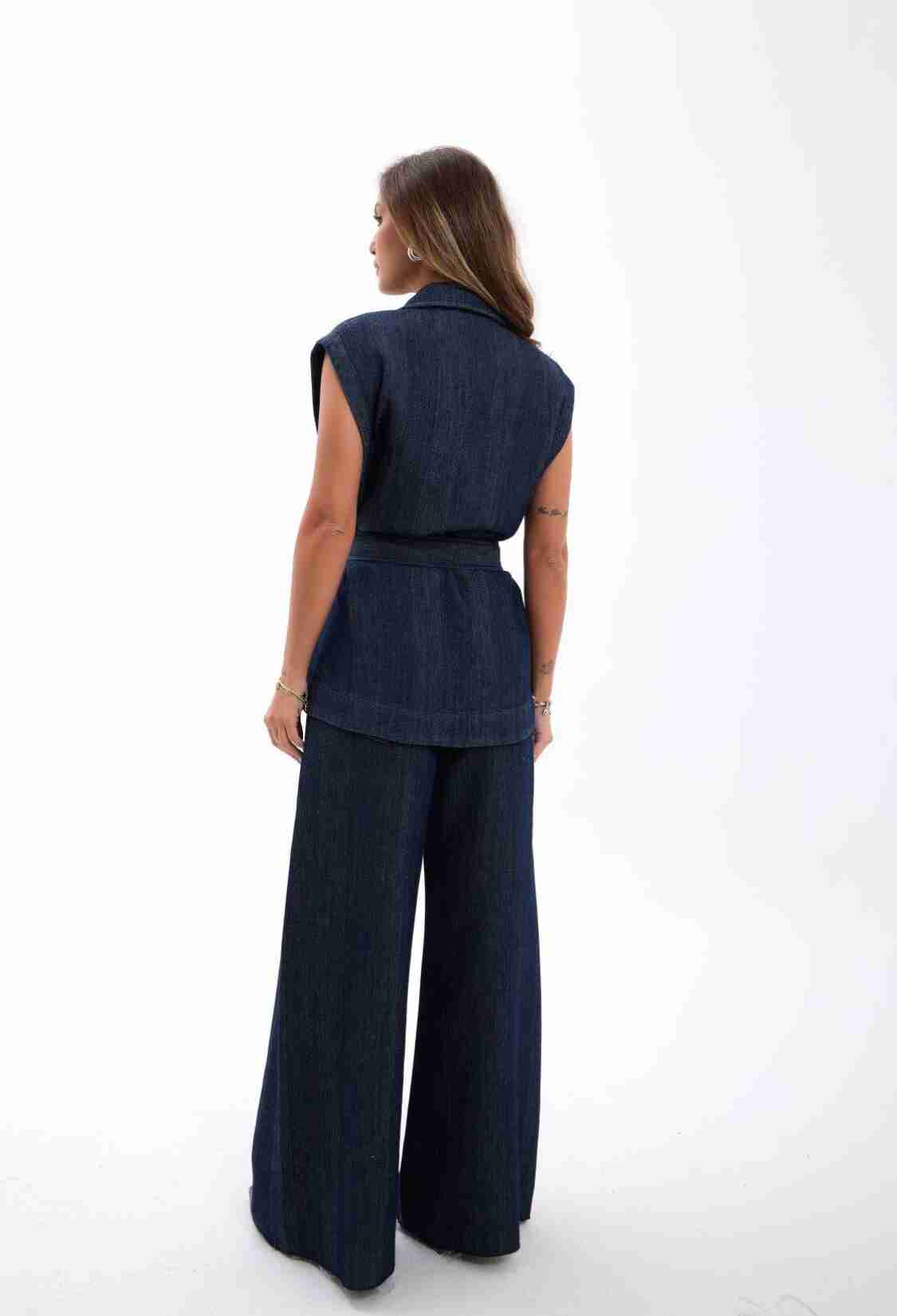 Blue Long Buttoned Vest With Regular Fit - Brand: Fame - Women & Kids, Baby Clothes Wholesale - TheBS Women