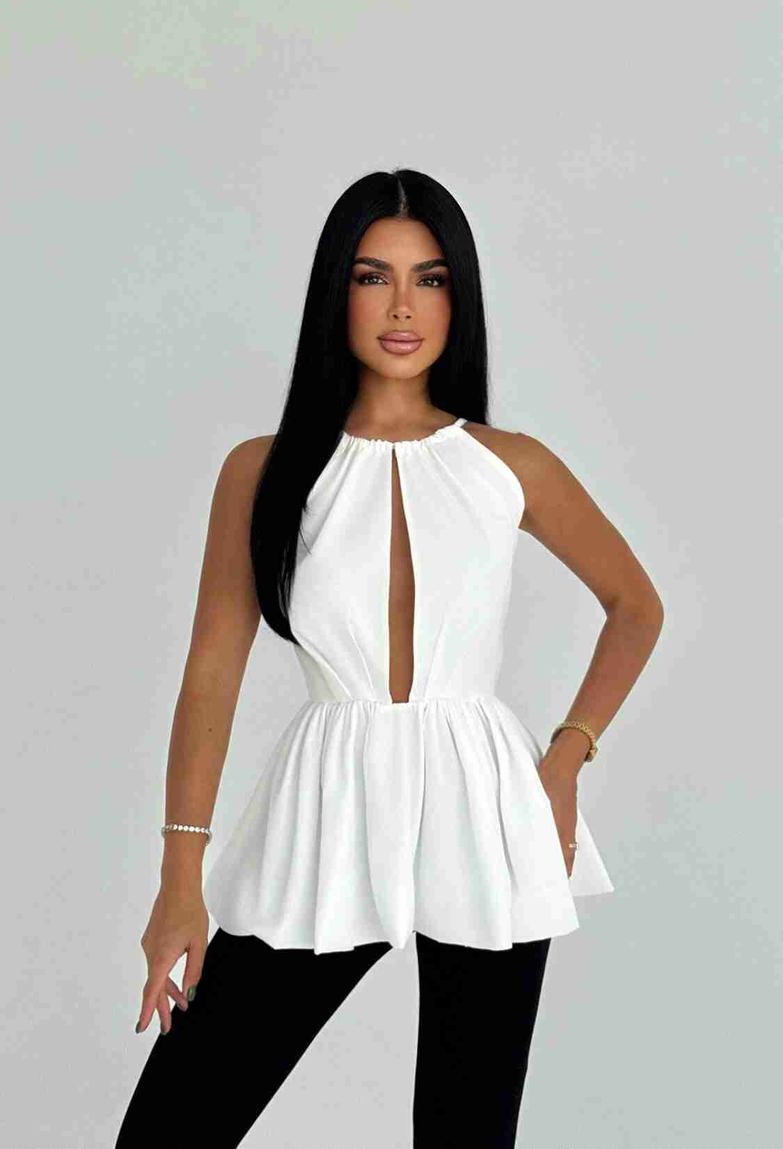 Sexy Elegant Fitted Halter Neck Crop Top - Brand: EYYO ATELIER - Women & Kids, Baby Clothes Wholesale - TheBS Women