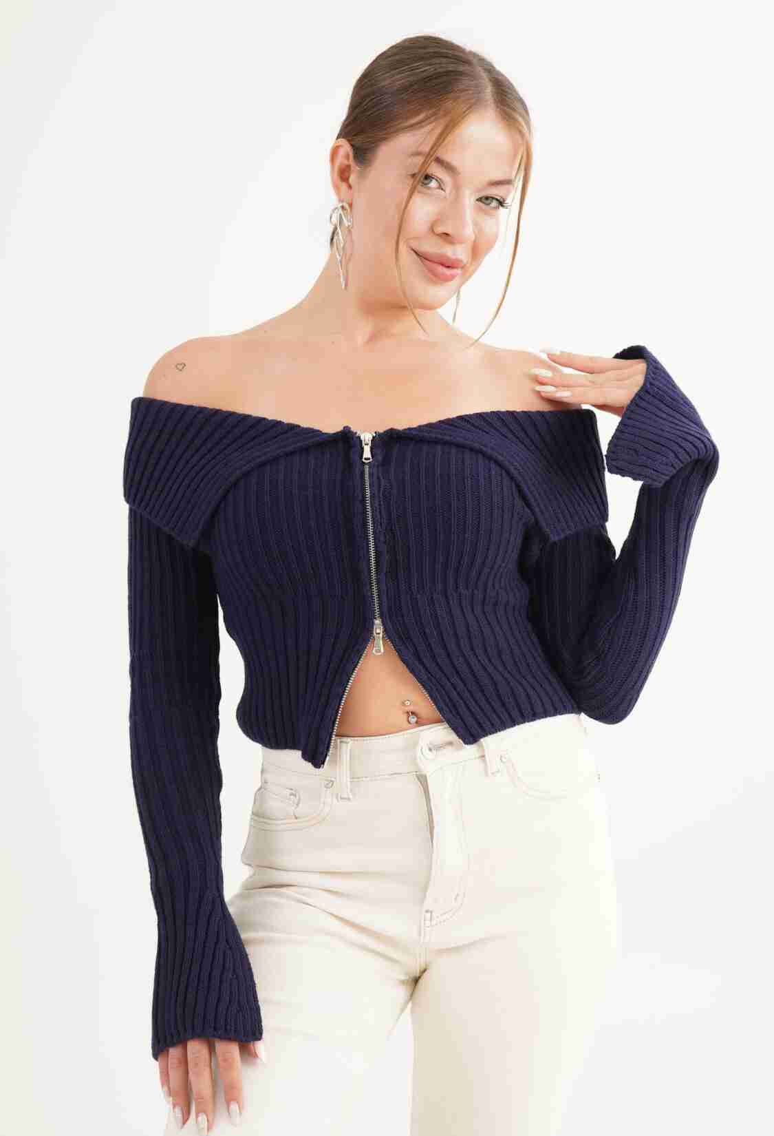 Cardigan - Sexy Casual Elegant Zip-Up - Brand: Lustrin - Women & Kids, Baby Clothes Wholesale - TheBS Women