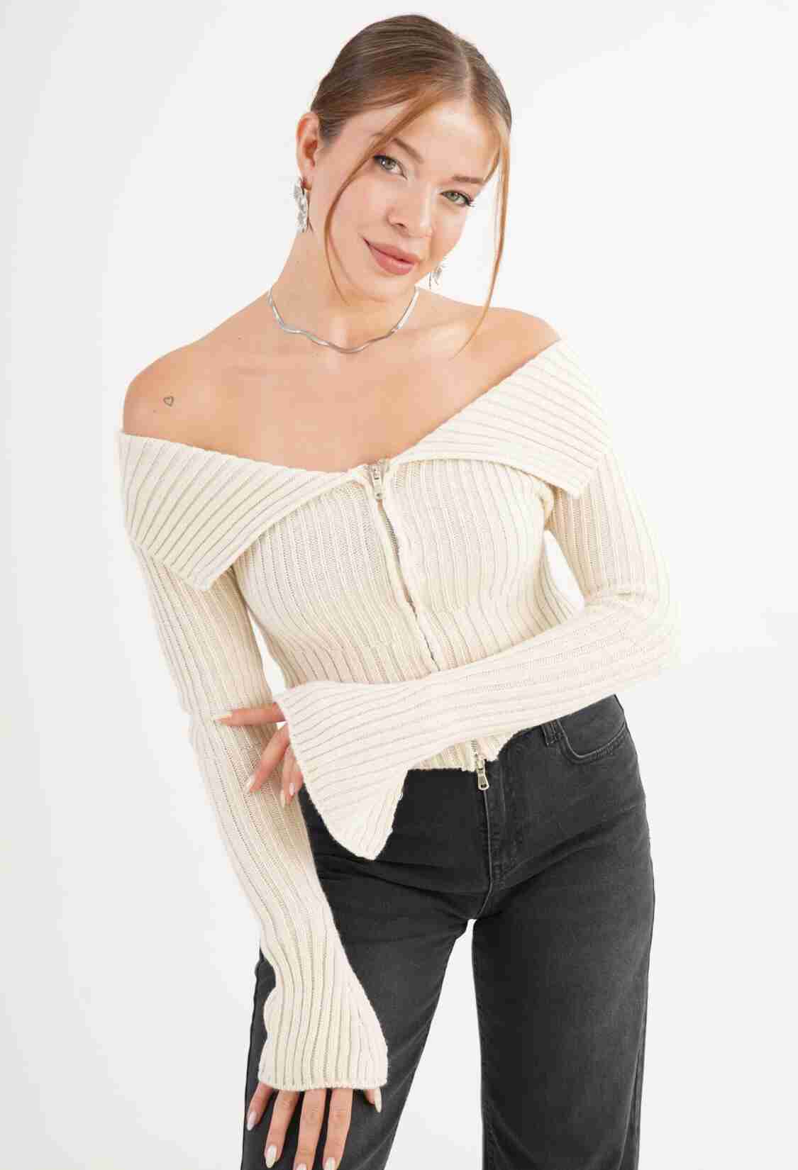Beige Slim Fit Sexy Casual Elegant Cardigan - Brand: Lustrin - Women & Kids, Baby Clothes Wholesale - TheBS Women