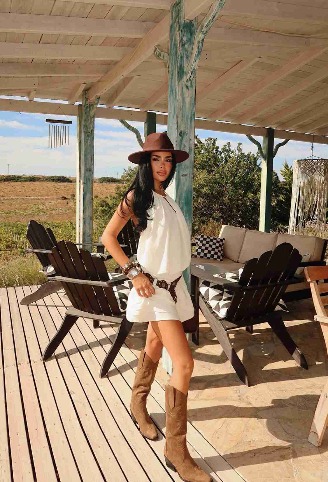 White Boho Babydoll Mini Dress With Halter Neck - Brand: EYYO ATELIER - Women & Kids, Baby Clothes Wholesale - TheBS Women