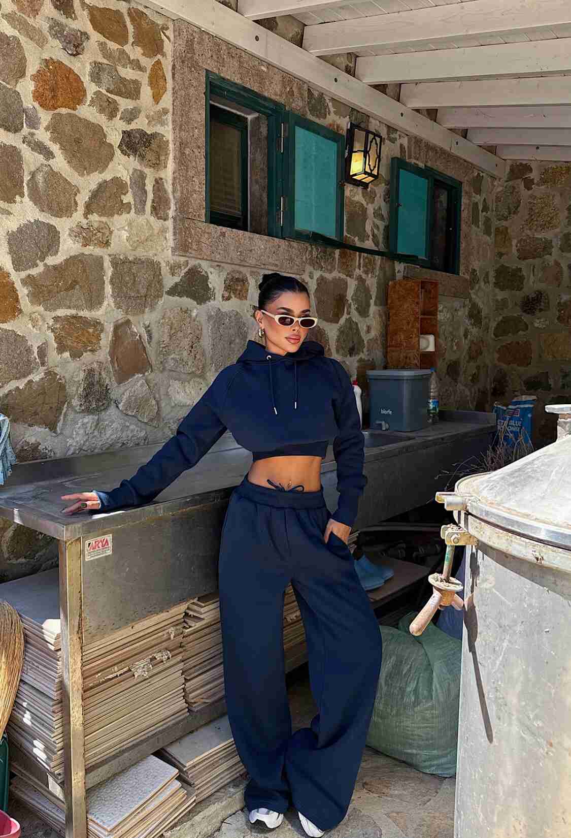 NavyTracksuit With Oversized Fit And Hooded Neck - Brand: EYYO ATELIER - Women & Kids, Baby Clothes Wholesale - TheBS Women