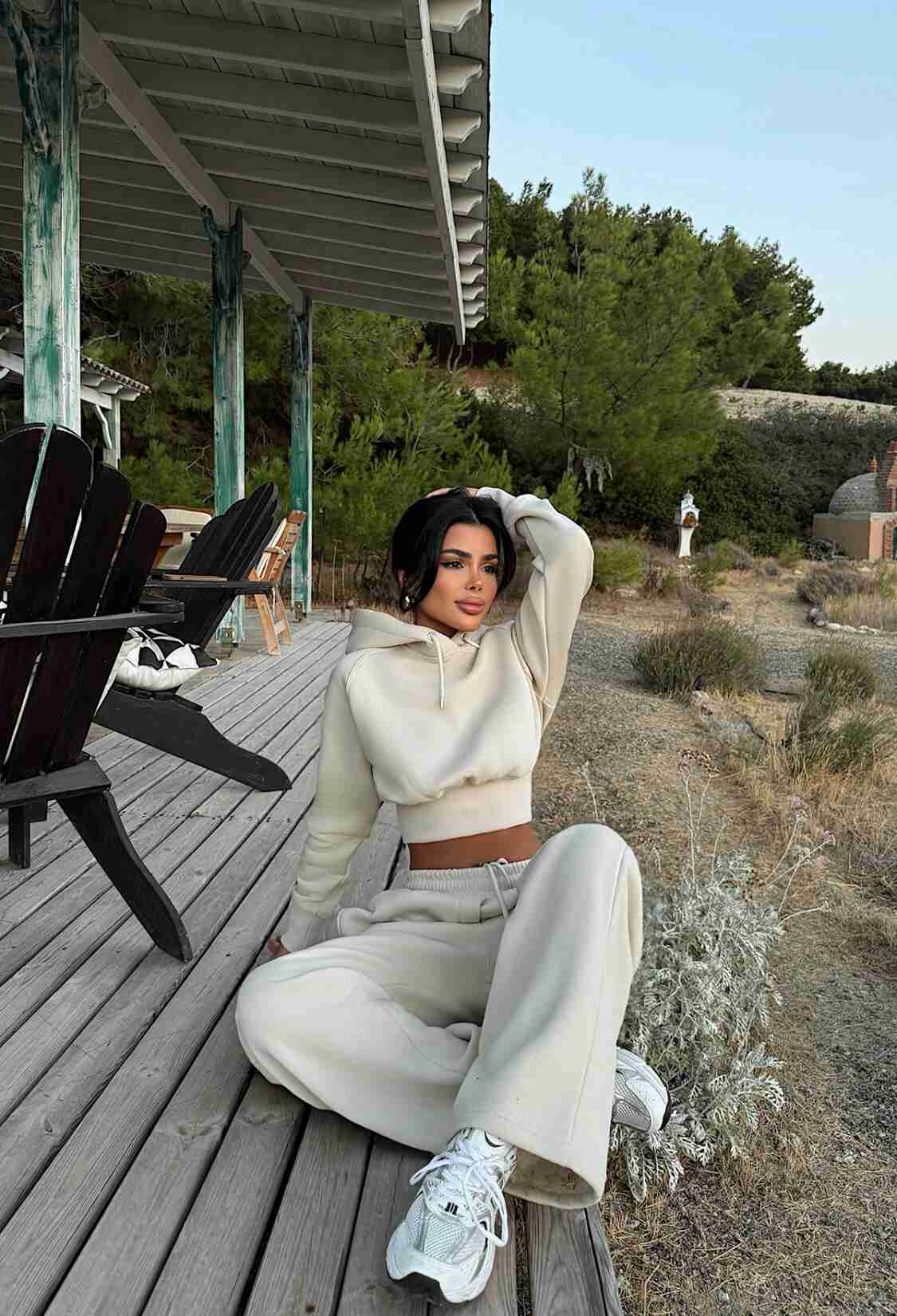 Beige Tracksuit - Sporty Oversized Hooded Jogger Set - Brand: EYYO ATELIER - Women & Kids, Baby Clothes Wholesale - TheBS Women