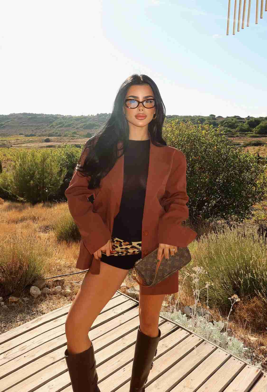 Brown Elegant Single-Breasted Blazer Jacket - Brand: EYYO ATELIER - Women & Kids, Baby Clothes Wholesale - TheBS Women