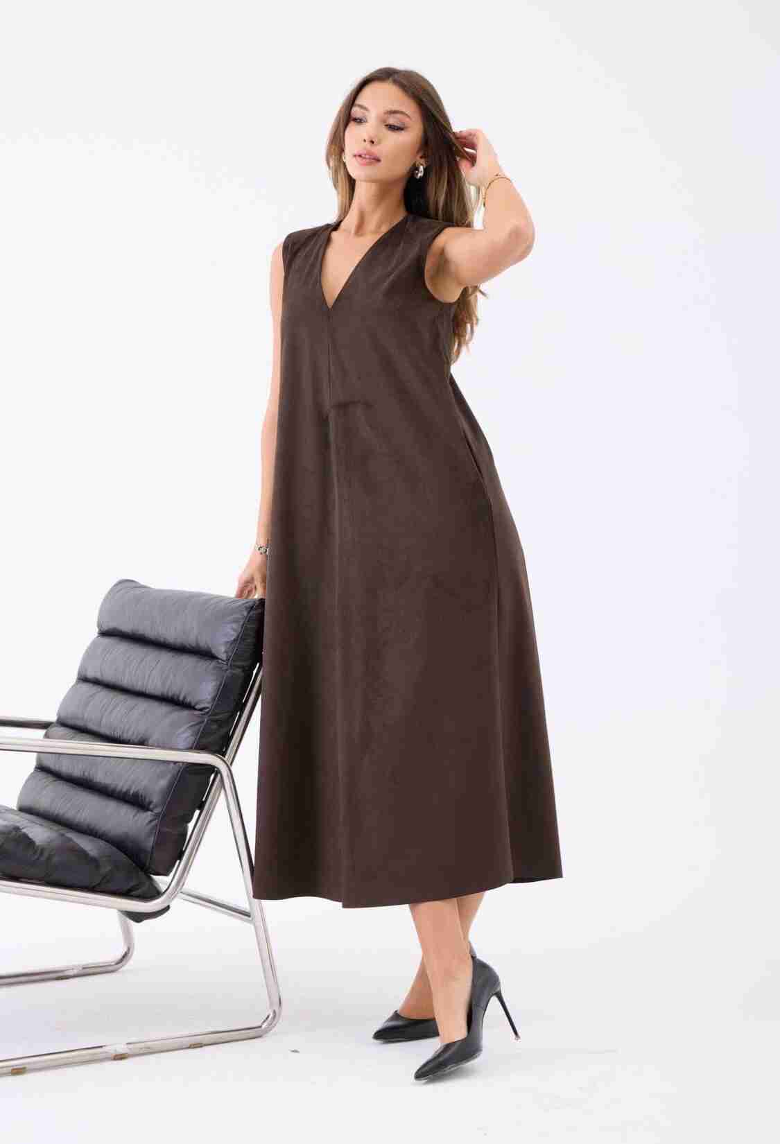 A-Line Midi Dress With V-Neck And Cap Sleeves - Brand: Fame - Women & Kids, Baby Clothes Wholesale - TheBS Women