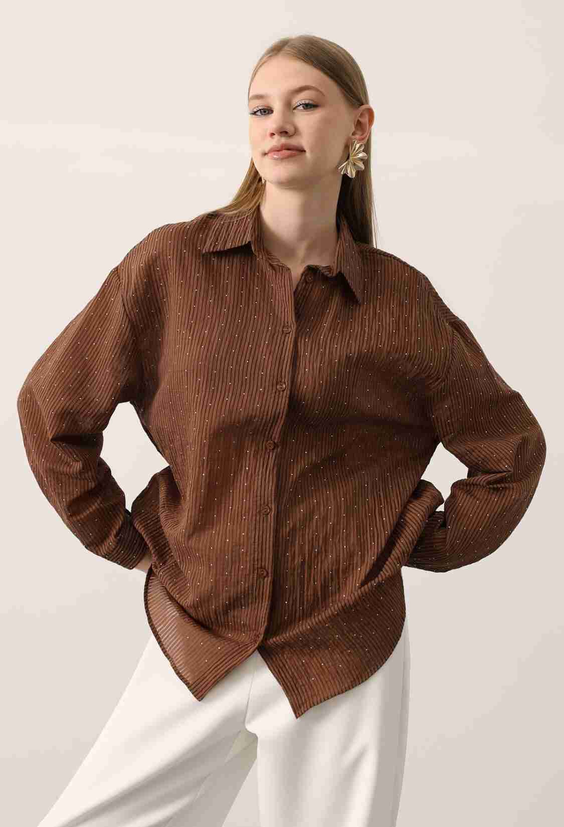 Casual Elegant Striped Sequined Shirt - Brand: Reyon - Women & Kids, Baby Clothes Wholesale - TheBS Women