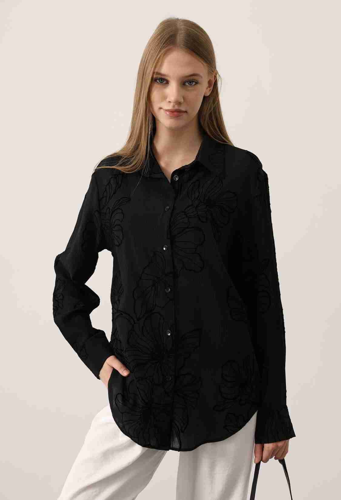 Floral Casual Elegant Shirt With Notched Neck - Brand: Reyon - Women & Kids, Baby Clothes Wholesale - TheBS Women