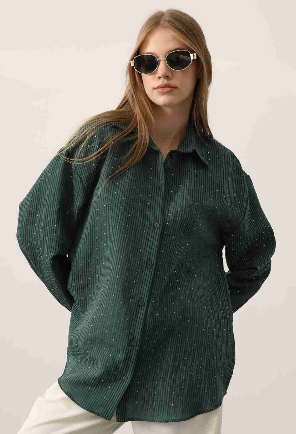 Casual Striped Sequined Shirt - Brand: Reyon - Women & Kids, Baby Clothes Wholesale - TheBS Women