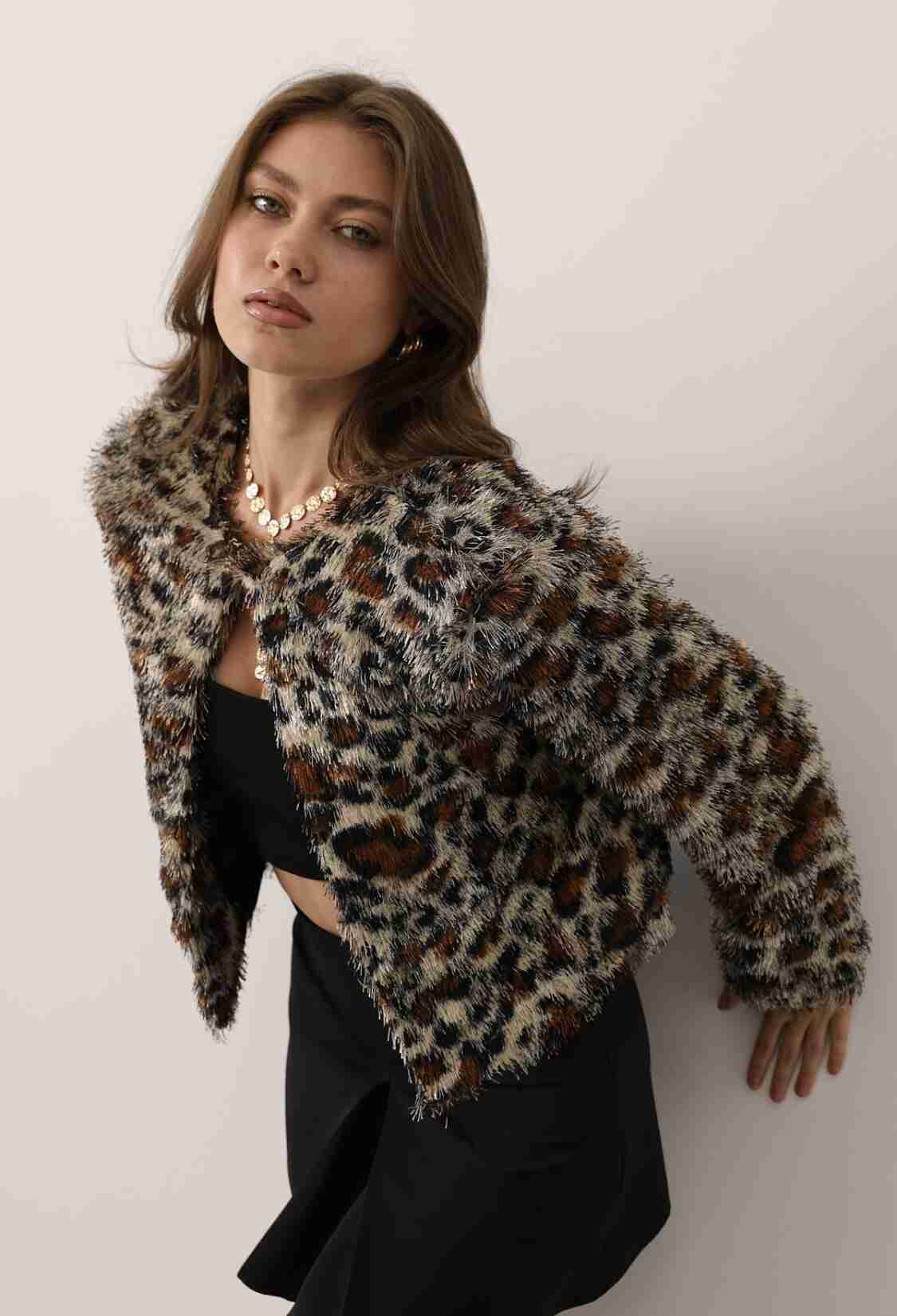 Brown Sexy Casual Vintage Animal Print Jacket - Brand: Reyon - Women & Kids, Baby Clothes Wholesale - TheBS Women