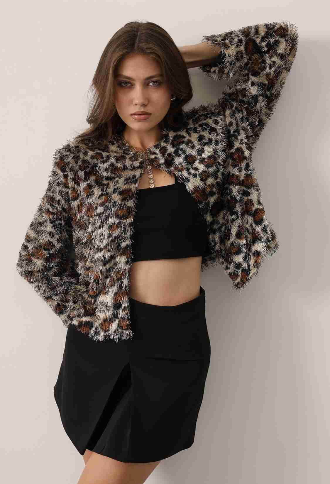 Brown Sexy Casual Vintage Animal Print Jacket - Brand: Reyon - Women & Kids, Baby Clothes Wholesale - TheBS Women
