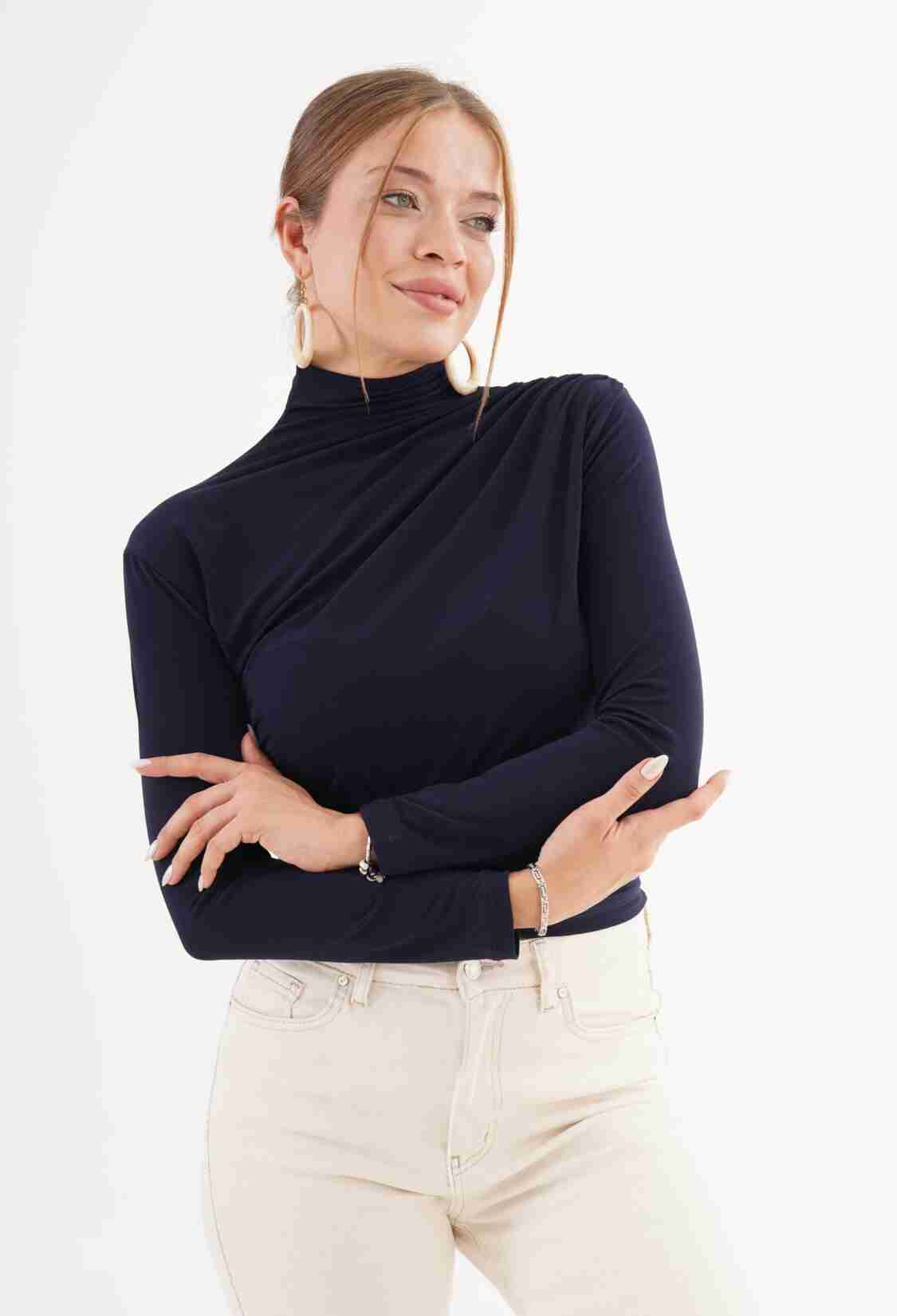 Blouse With High Neck And Slim Fit - Brand: Lustrin - Women & Kids, Baby Clothes Wholesale - TheBS Women