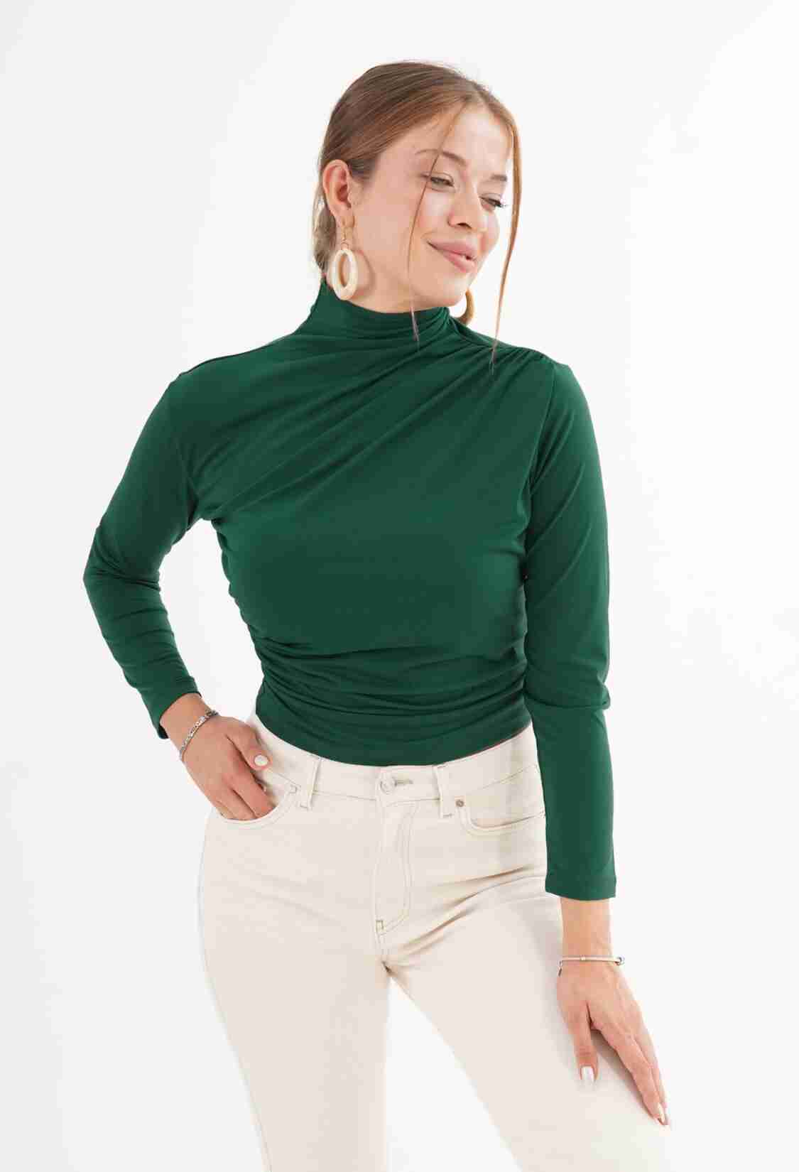 Slim Fit High Neck Blouse - Brand: Lustrin - Women & Kids, Baby Clothes Wholesale - TheBS Women