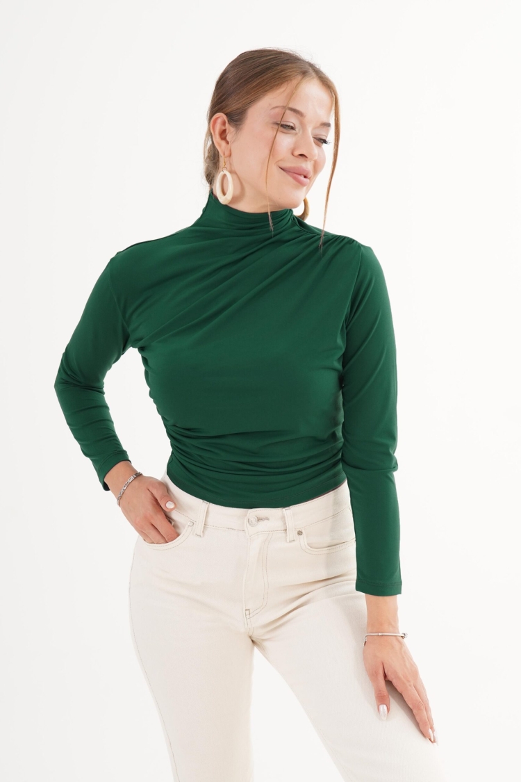 Slim Fit High Neck Blouse - Brand: Lustrin - Women & Kids, Baby Clothes Wholesale - TheBS Women