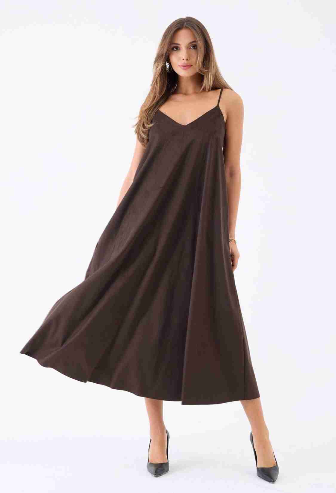 Maxi Slip Dress With V-Neck And Cap Sleeves - Brand: Fame - Women & Kids, Baby Clothes Wholesale - TheBS Women
