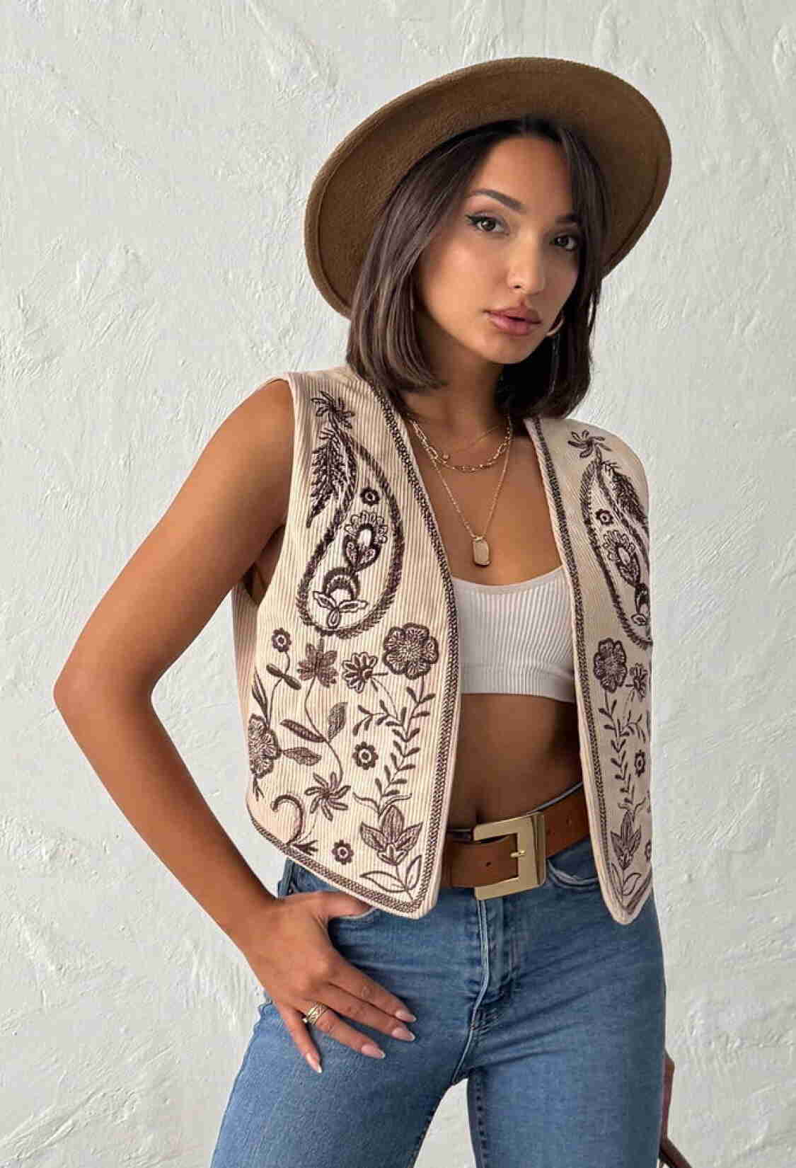 Beige Boho Elegant Regular Fit Vest - Brand: Topshow - Women & Kids, Baby Clothes Wholesale - TheBS Women