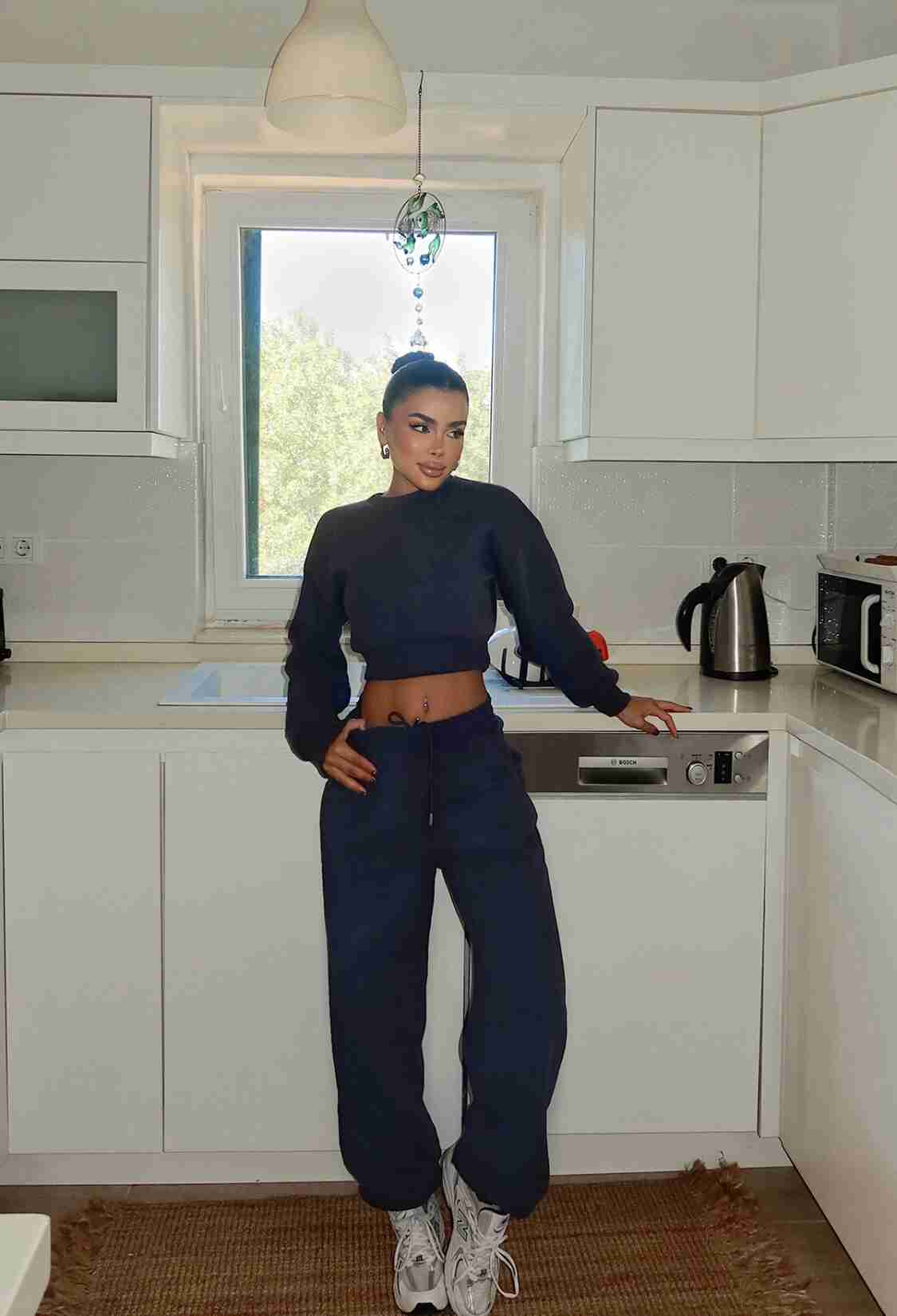 Navy Blue Tracksuit - Casual Sport Streetwear Jogger Set - Brand: EYYO ATELIER - Women & Kids, Baby Clothes Wholesale - TheBS Women
