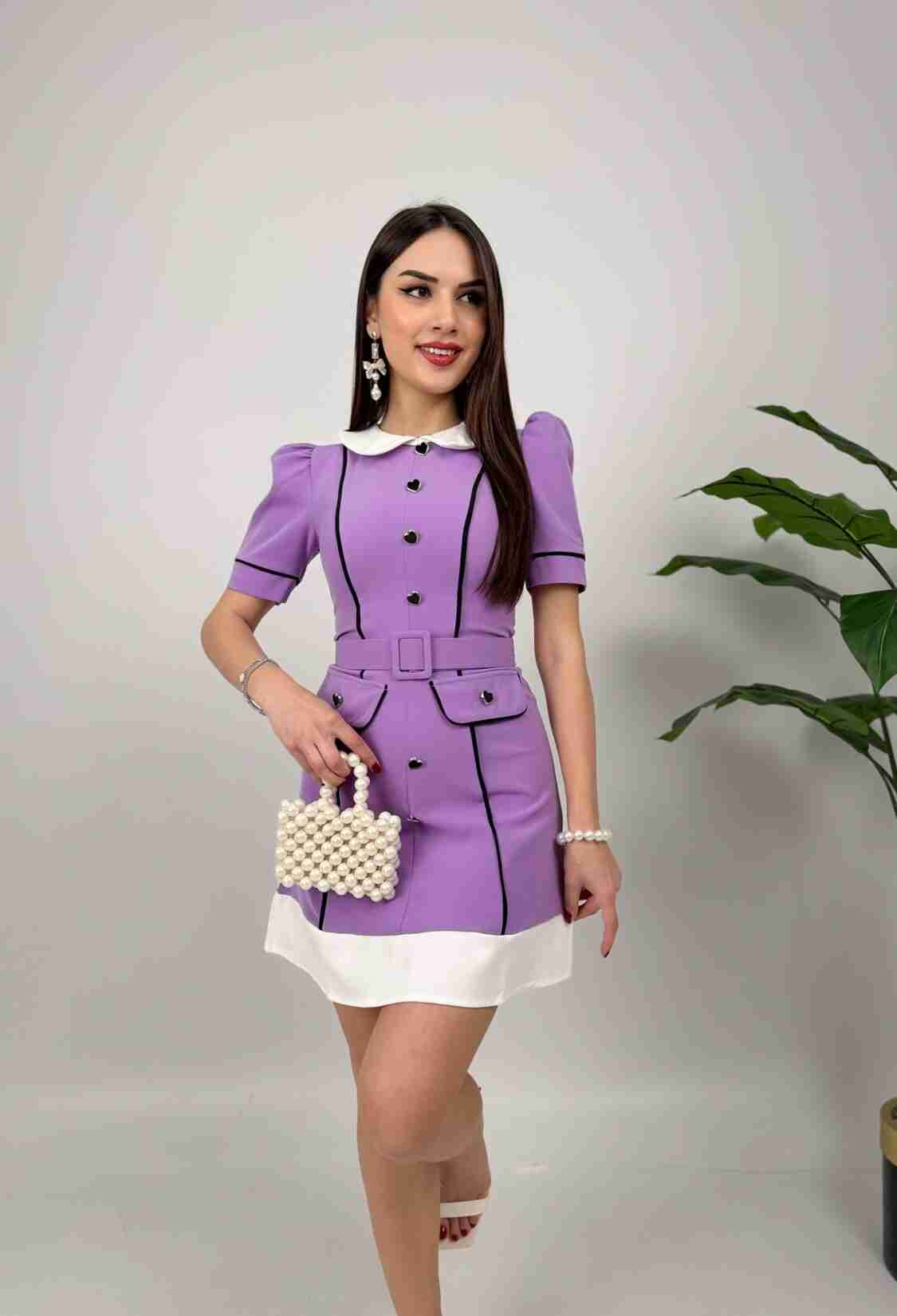 Garnished Heart Button Belted Dress - Brand: Miss Janell - Women & Kids, Baby Clothes Wholesale - TheBS Women