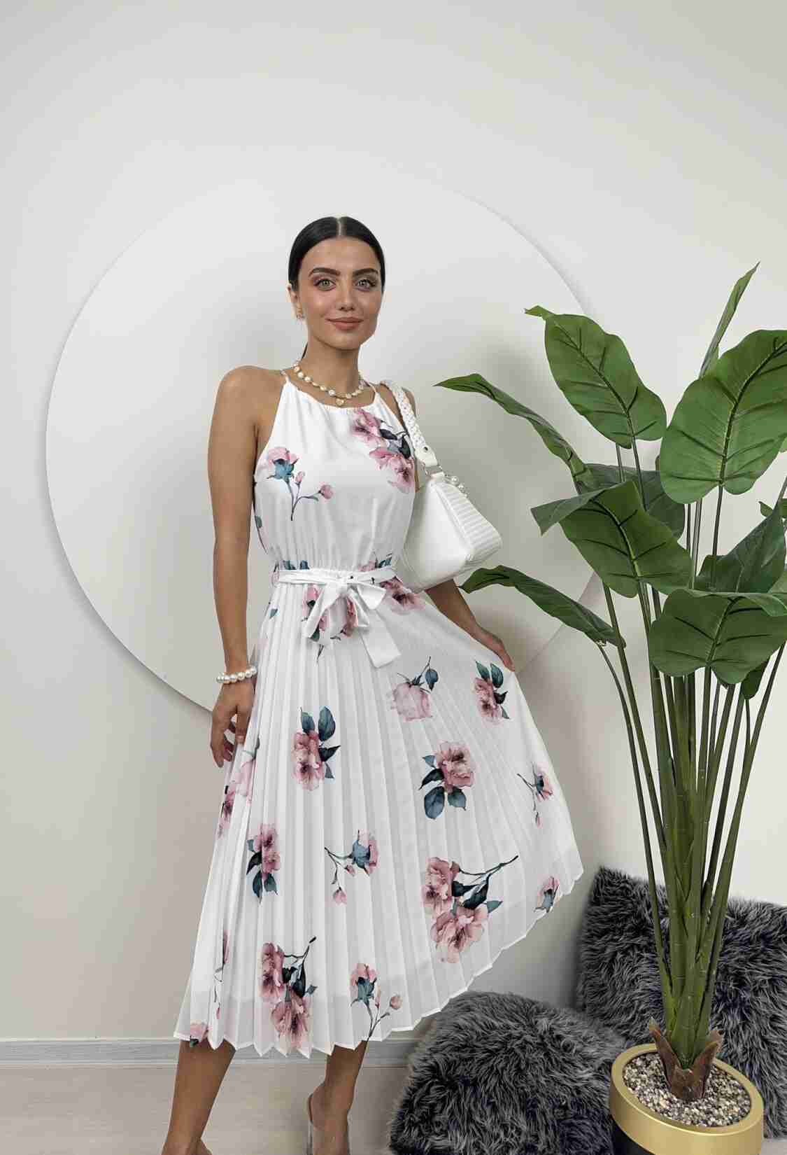 White Elegant Floral Slip Dress Midi - Brand: Miss Janell - Women & Kids, Baby Clothes Wholesale - TheBS Women