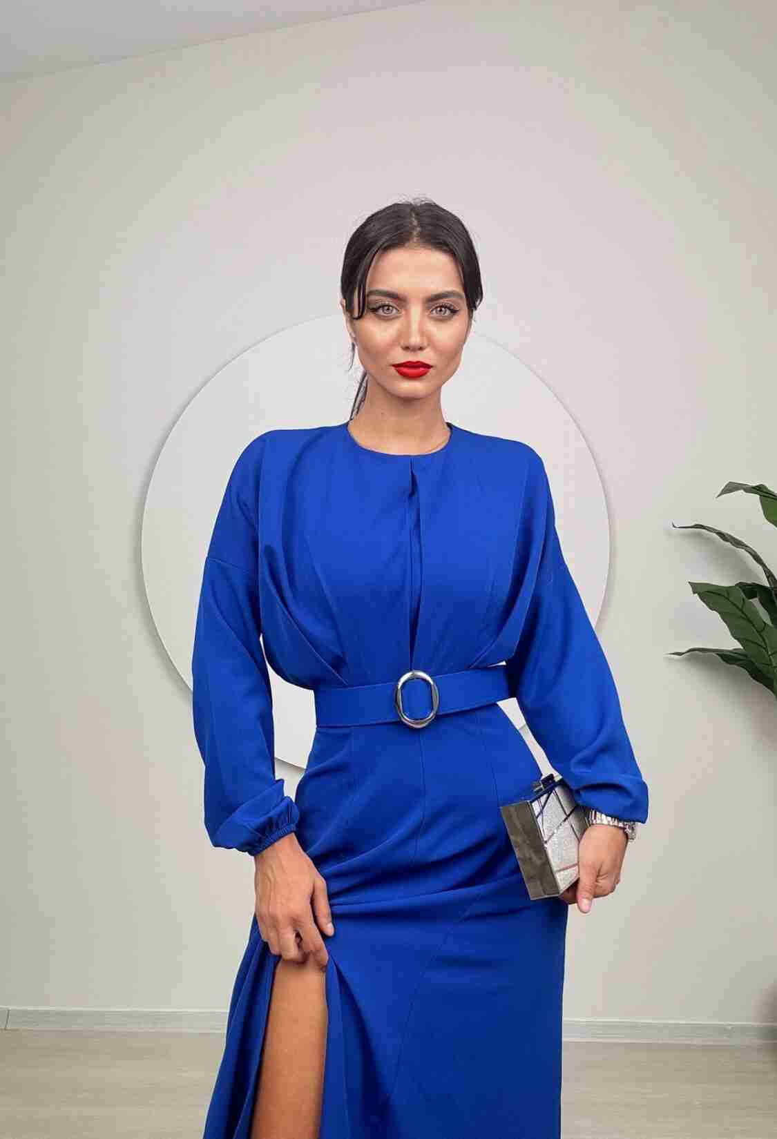 Elegant Blue Fit And Flare Dress - Brand: Miss Janell - Women & Kids, Baby Clothes Wholesale - TheBS Women