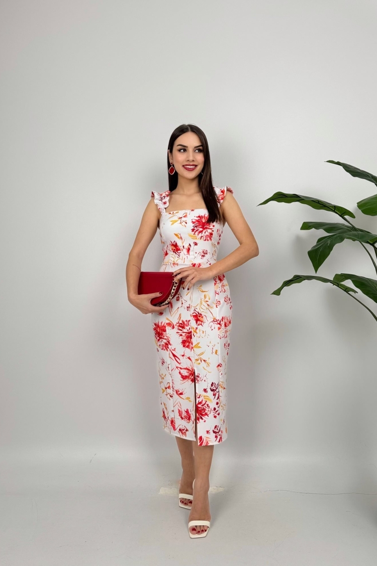White Floral Elegant Sheath Dress - Brand: Miss Janell - Women & Kids, Baby Clothes Wholesale - TheBS Women