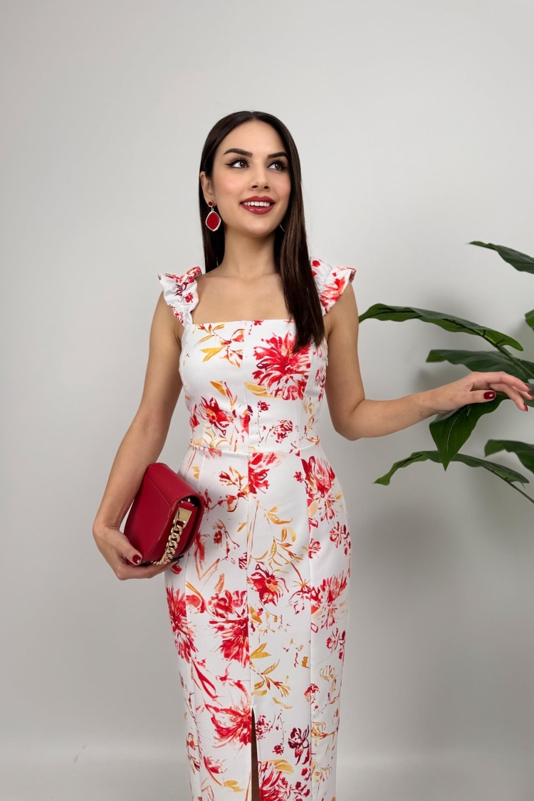 White Floral Elegant Sheath Dress - Brand: Miss Janell - Women & Kids, Baby Clothes Wholesale - TheBS Women