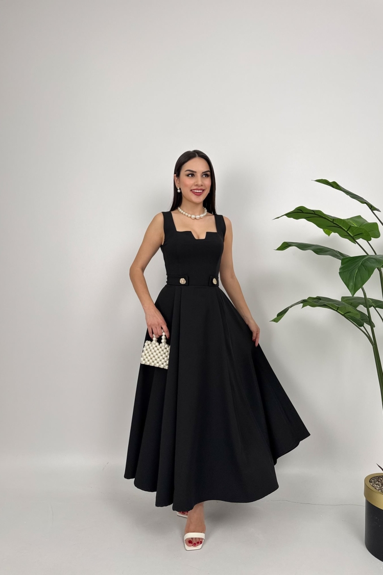 ElegantFit And Flare Dress With Square Neck - Brand: Miss Janell - Women & Kids, Baby Clothes Wholesale - TheBS Women