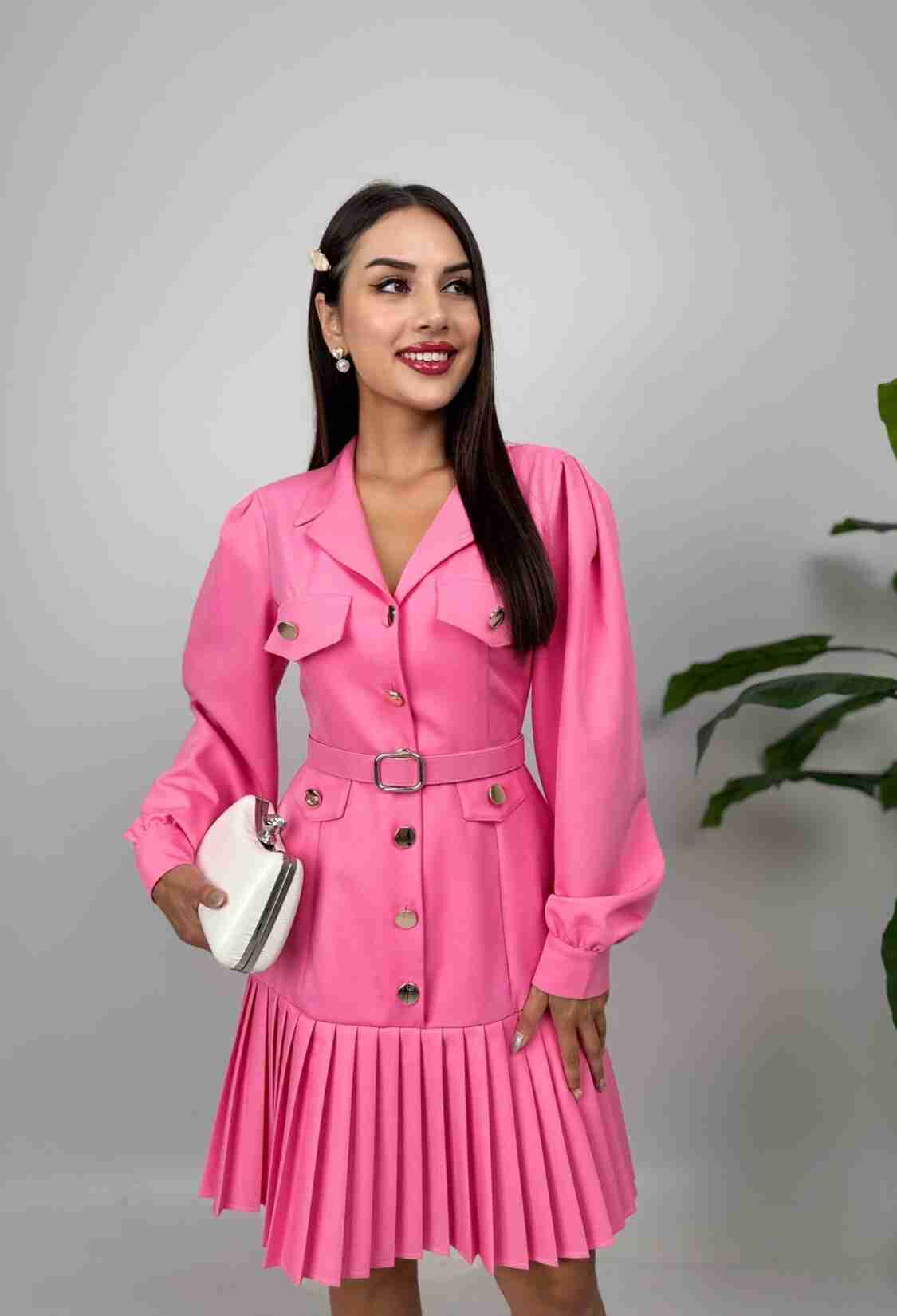 Pink Elegant Formal Vintage Shirt Dress - Brand: Miss Janell - Women & Kids, Baby Clothes Wholesale - TheBS Women