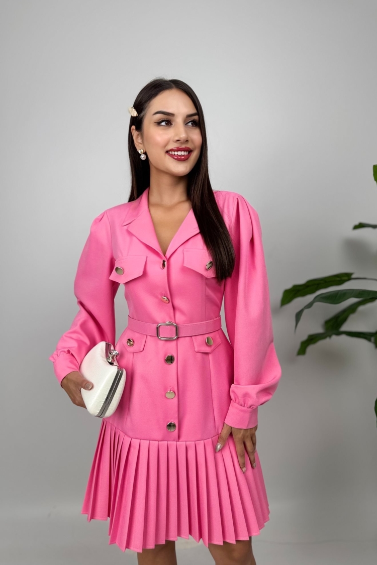Pink Elegant Formal Vintage Shirt Dress - Brand: Miss Janell - Women & Kids, Baby Clothes Wholesale - TheBS Women