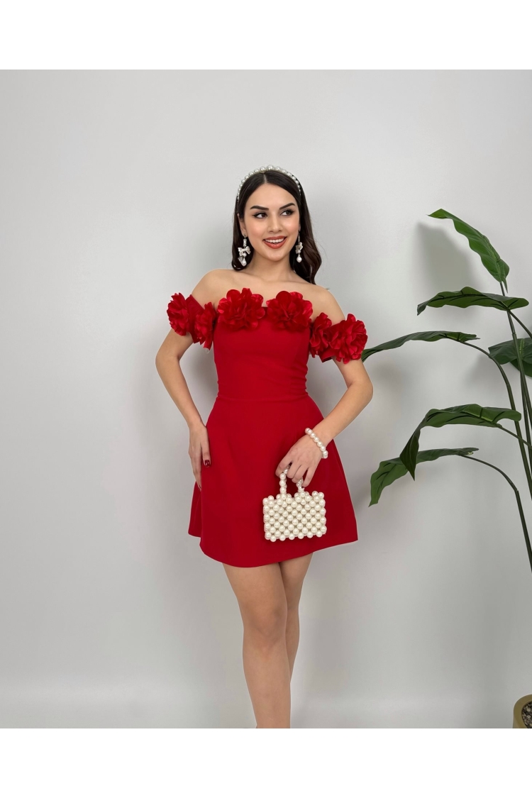 Elegant A-Line Mini Dress With Off Shoulder Neck - Brand: Miss Janell - Women & Kids, Baby Clothes Wholesale - TheBS Women