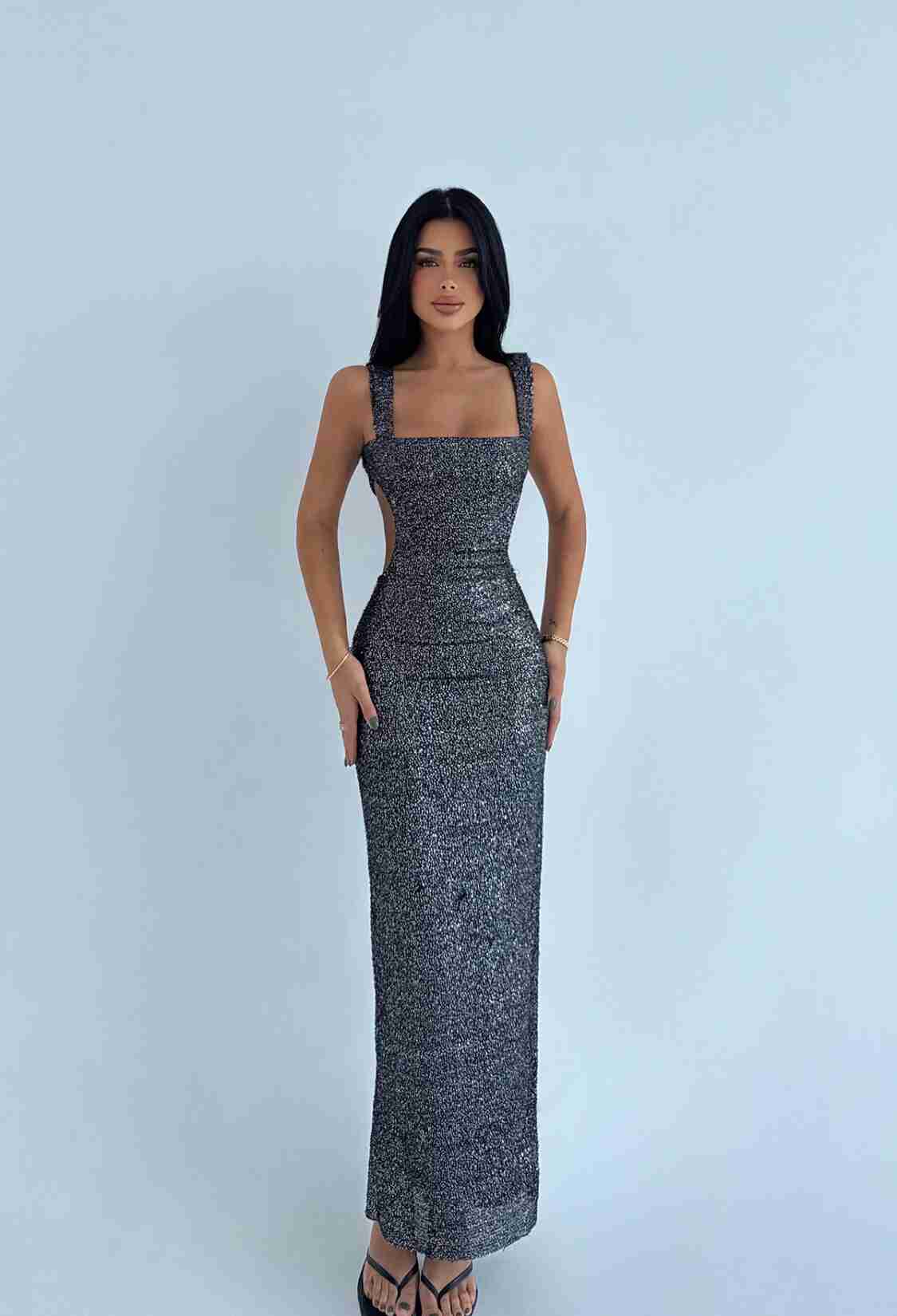 Gray Freja Sequined Dress - Brand: EYYO ATELIER - Women & Kids, Baby Clothes Wholesale - TheBS Women