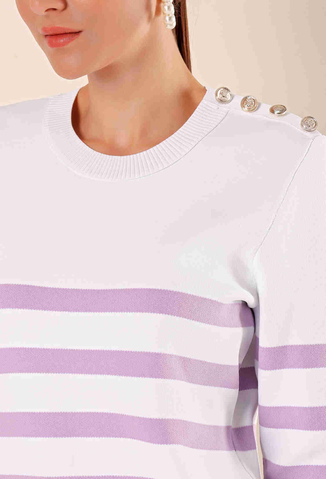 Button Detailed Striped Sweater - C. - Brand: Bigdart - Women & Kids, Baby Clothes Wholesale - TheBS Women